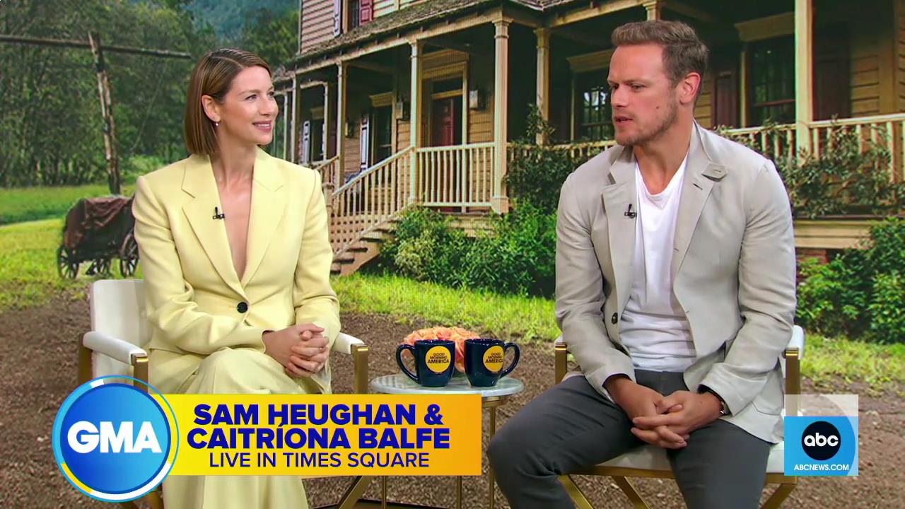 Screencap of Sam Heughan and Caitriona Balfe talk new season of 'Outlander’ on GMA